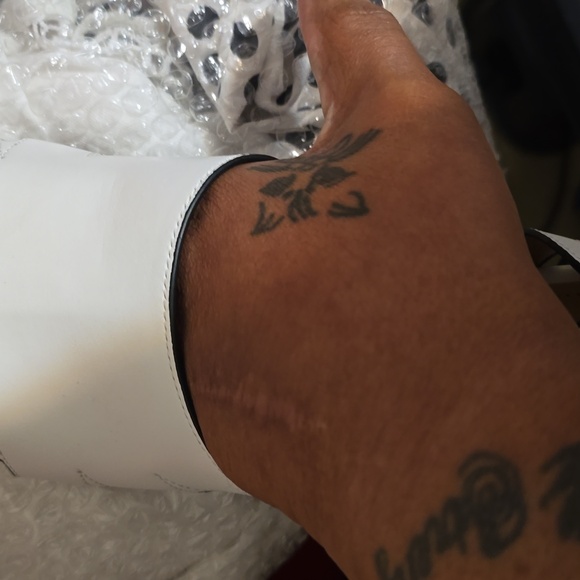 Nine West 11 White Delilah Leather Open Toe Ankle Strap Chunky Platform Sandal - Picture 9 of 9